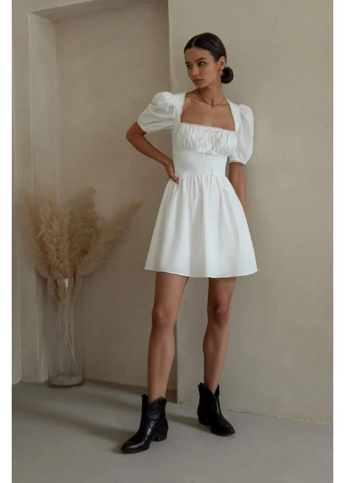 204575 WEISS KLEID GEWEBTE STOFFE