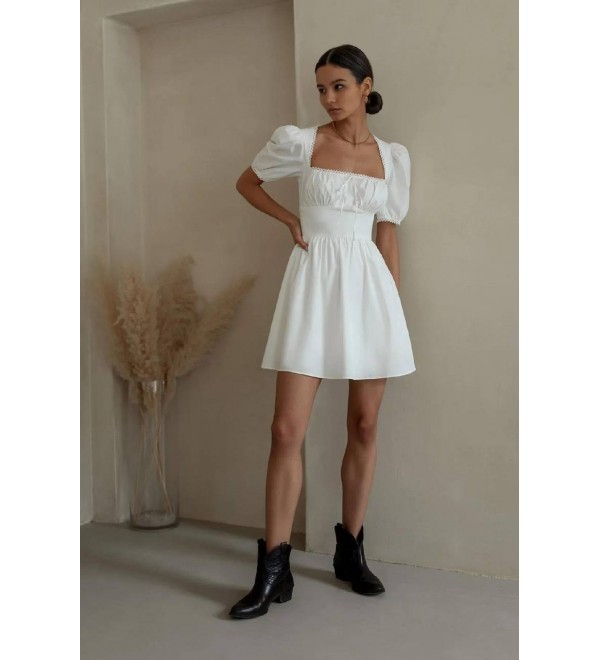 204575 BEYAZ ELBİSE DOKUMA KUMAŞ