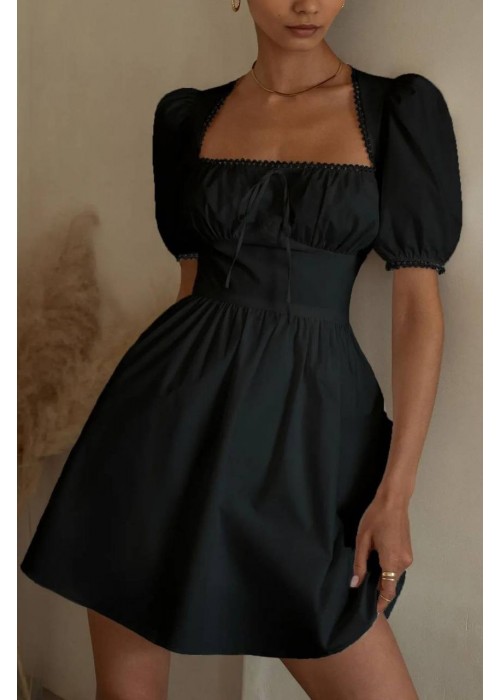 204576 SCHWARZ KLEID GEWEBTE STOFFE