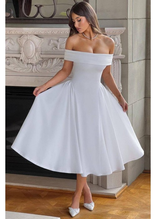 204577 WEISS KLEID SCUBA CREPE