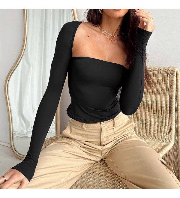 204585 BLACK BLOUSE DIVER FABRIC
