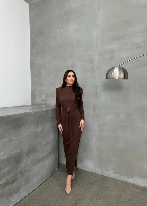204661 KAFFEE KLEID Dabil-Stoff.