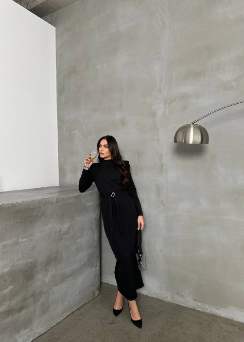 204663 SCHWARZ KLEID Dabil-Stoff.