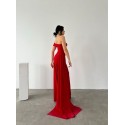 204673 RED COCKTAİL DRESS SCUBA FABRIC