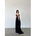 204674 BLACK COCKTAİL DRESS SCUBA FABRIC