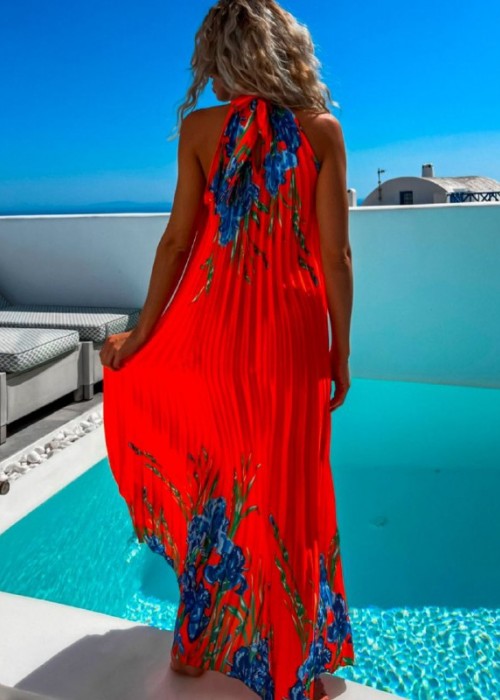 204685 ORANGE KLEID SATINSTOFF