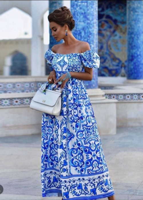 204695 GEMUSTERT KLEID Krepp importieren