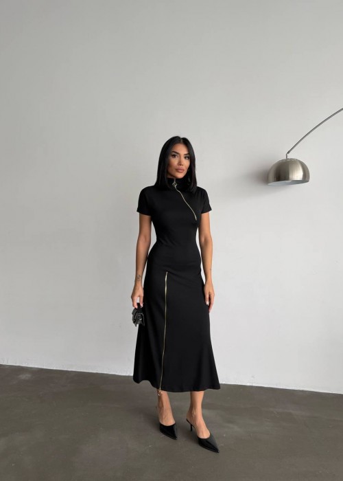 204704 SCHWARZ KLEID Tauchergewebe