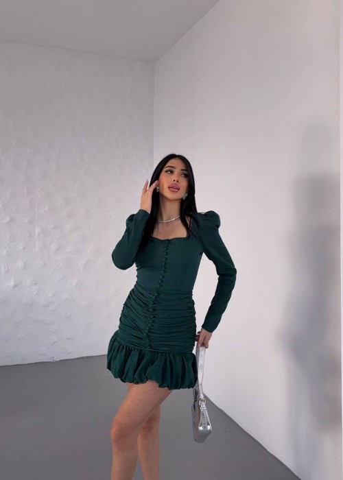 204711 GRÜN KLEID ATLAS STOFF