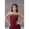 204774 BORDO COCKTAİL DRESS ATLAS FABRIC