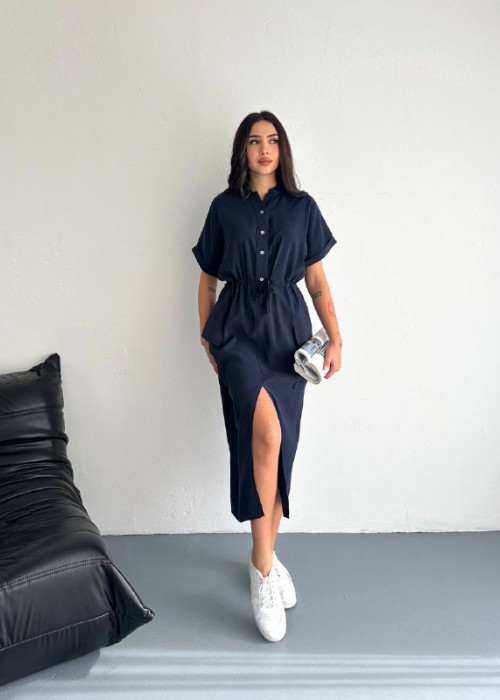 204812 NAVY BLAU KLEID Dubai Stoff