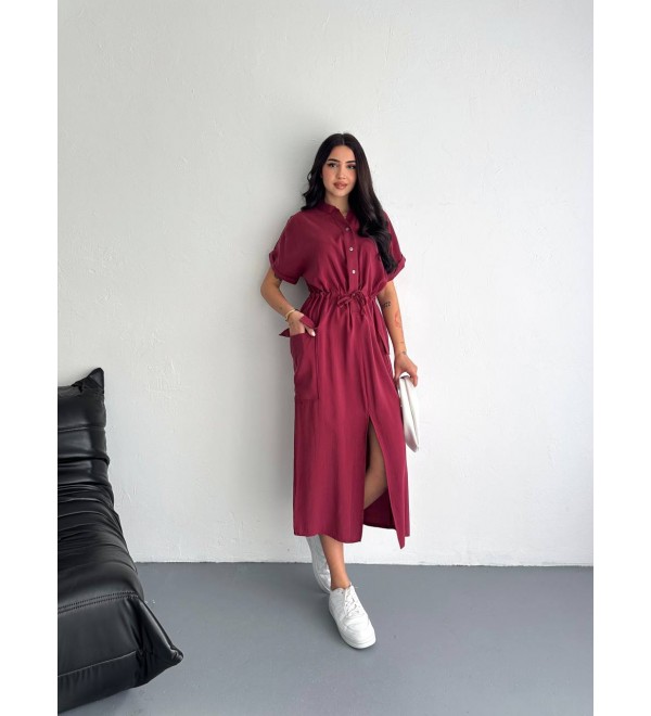 204813 BORDO ELBİSE DUBAİ KUMAŞ