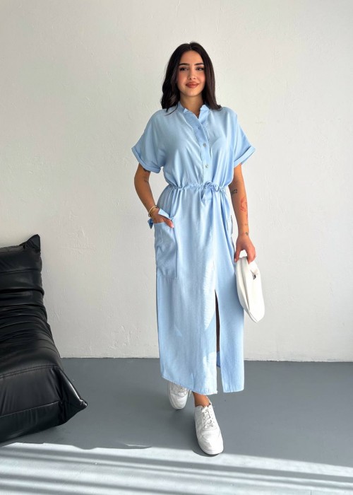204815 BLAU KLEID Dubai Stoff