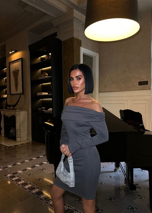 204994 ANTHRAZIT KLEID Modal Stoff