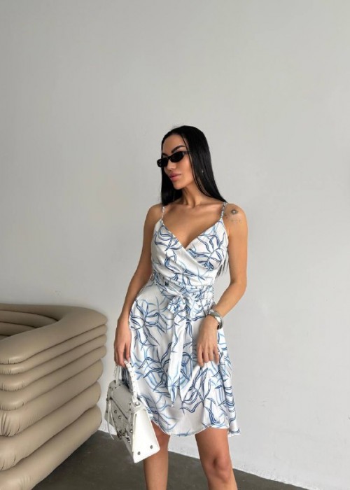 205032 GEMUSTERT KLEID SATINSTOFF