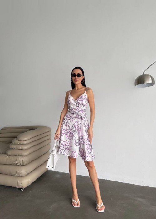 205033 GEMUSTERT KLEID SATINSTOFF