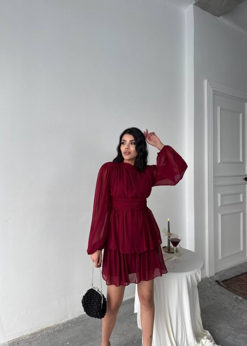 205151 BORDO KLEID CHIFFON STOFF