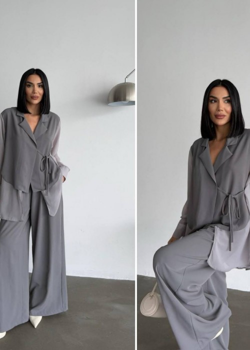 205232 GREY SUİT SATIN FABRIC