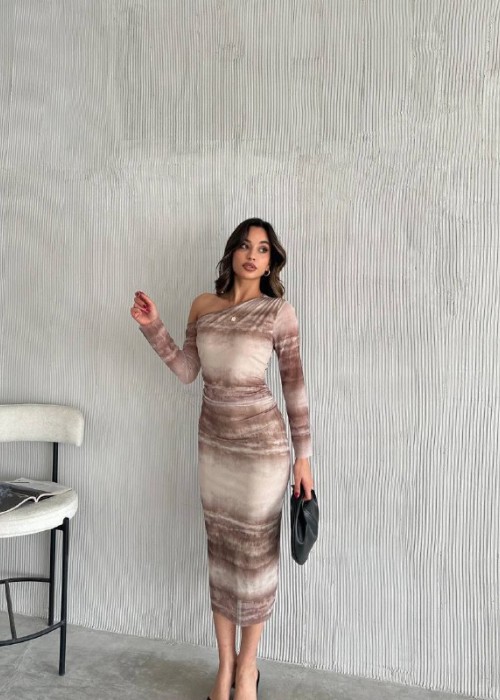 205287 GEMUSTERT KLEID TÜLL