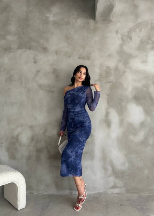 205289 GEMUSTERT KLEID TÜLL