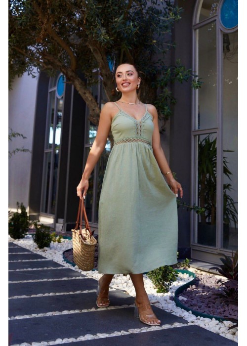 205322 KHAKI KLEID Baumwolle