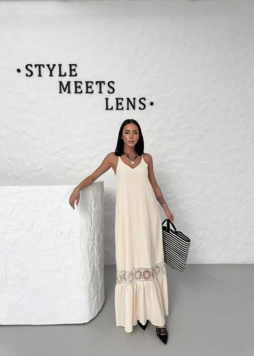 205325 WEISS KLEID LEINENSTOFF