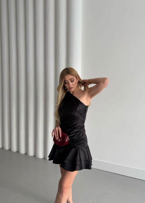 205354 SCHWARZ KLEID SATINSTOFF