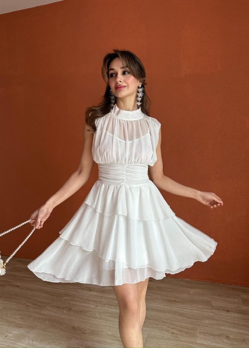 205365 WEISS KLEID CHIFFON STOFF