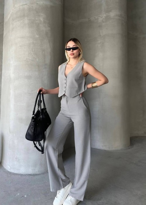 205392 GREY SUİT LINEN FABRIC