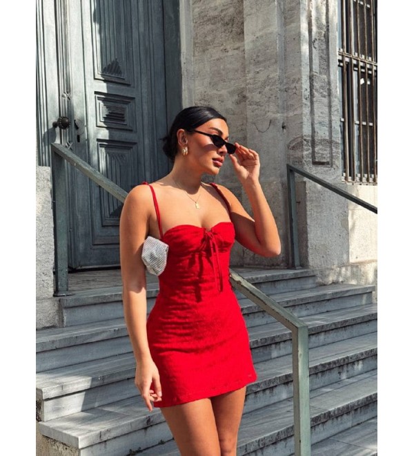205430 KIRMIZI ELBİSE LYCRA