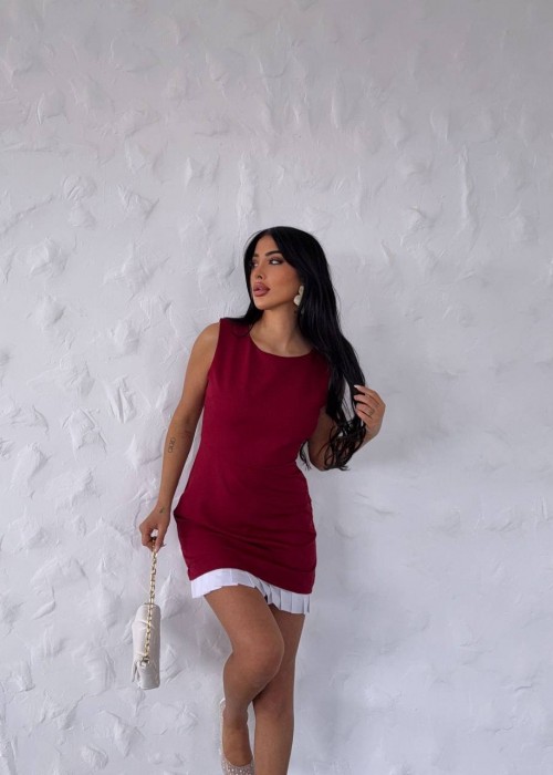 205769 BORDO KLEID ATLAS STOFF