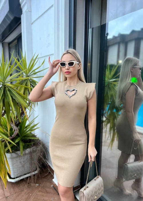 205813 BEIGE KLEID