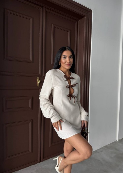 205837 ecru KLEID LEINENSTOFF