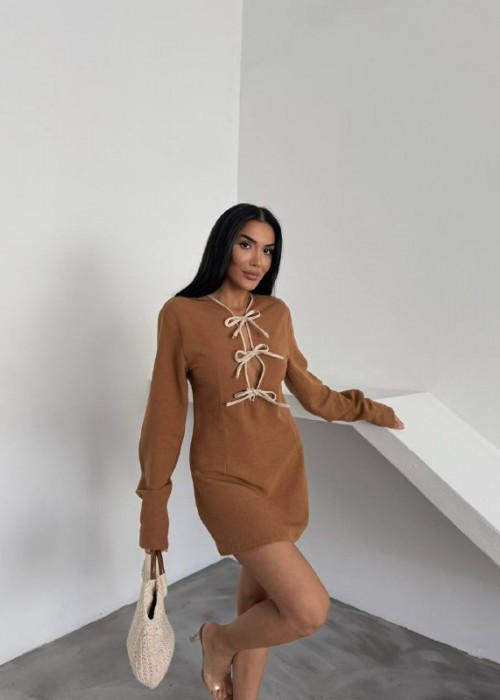 205838 BEIGE KLEID LEINENSTOFF