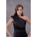 205902 SCHWARZ COCKRAİLKLEİD SATINSTOFF