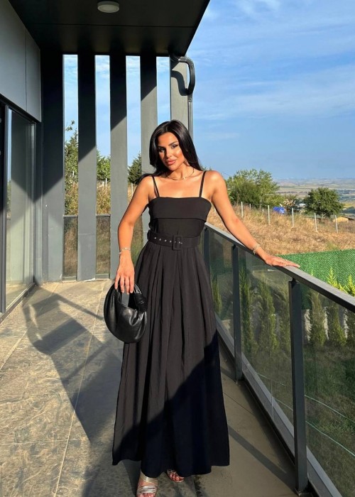 205908 SCHWARZ KLEID TENCEL STOFF