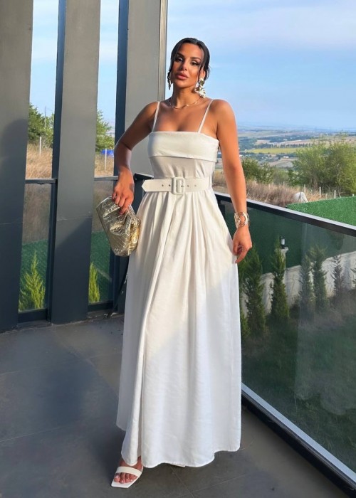 205909 WEISS KLEID TENCEL STOFF