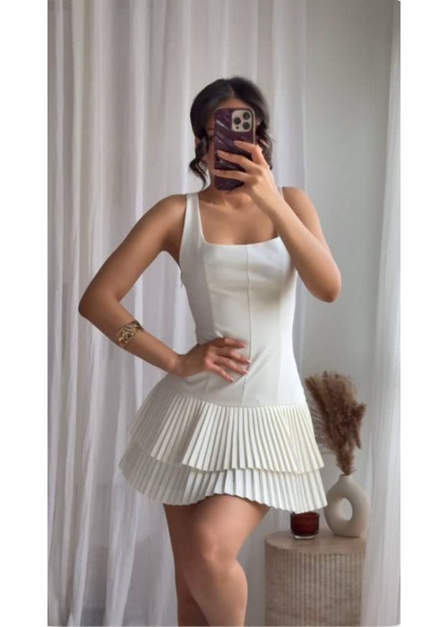 206022 WEISS KLEID Dabil-Stoff.