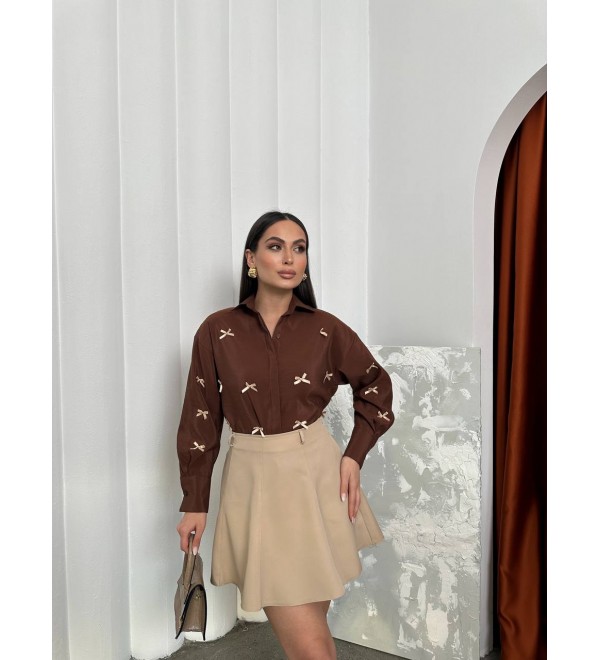 206260 COFFEE SHIRT MODAL FABRIC