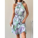 206323 GEMUSTERT KLEID SATINSTOFF
