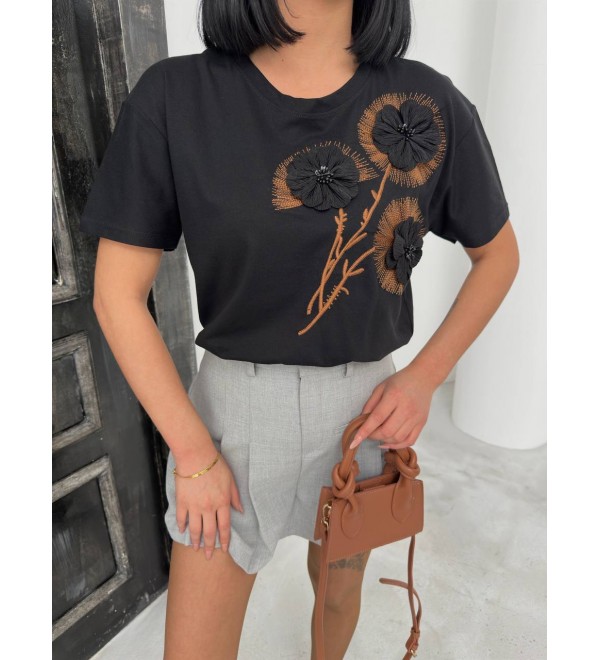 206576 BLACK T SHIRT Cotton fabric