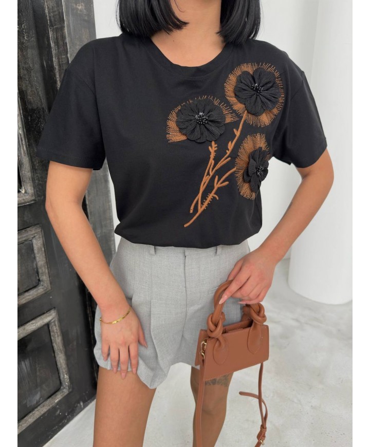 206576 BLACK T SHIRT Cotton fabric