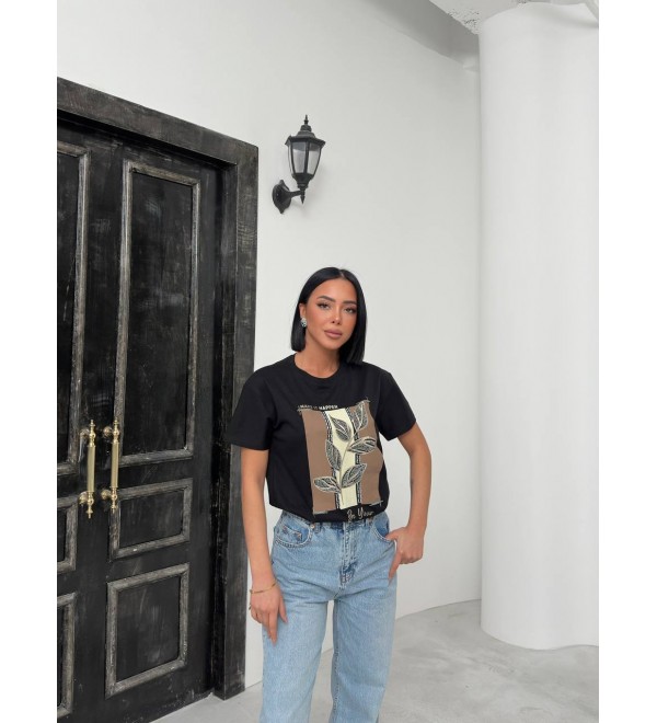 206577 BLACK T SHIRT Cotton fabric
