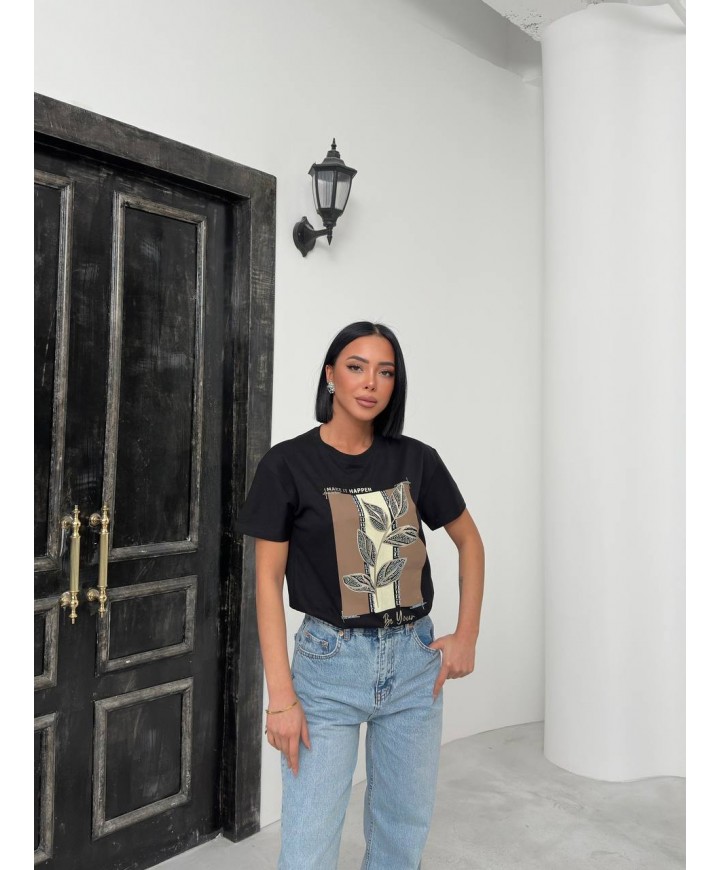 206577 BLACK T SHIRT Cotton fabric