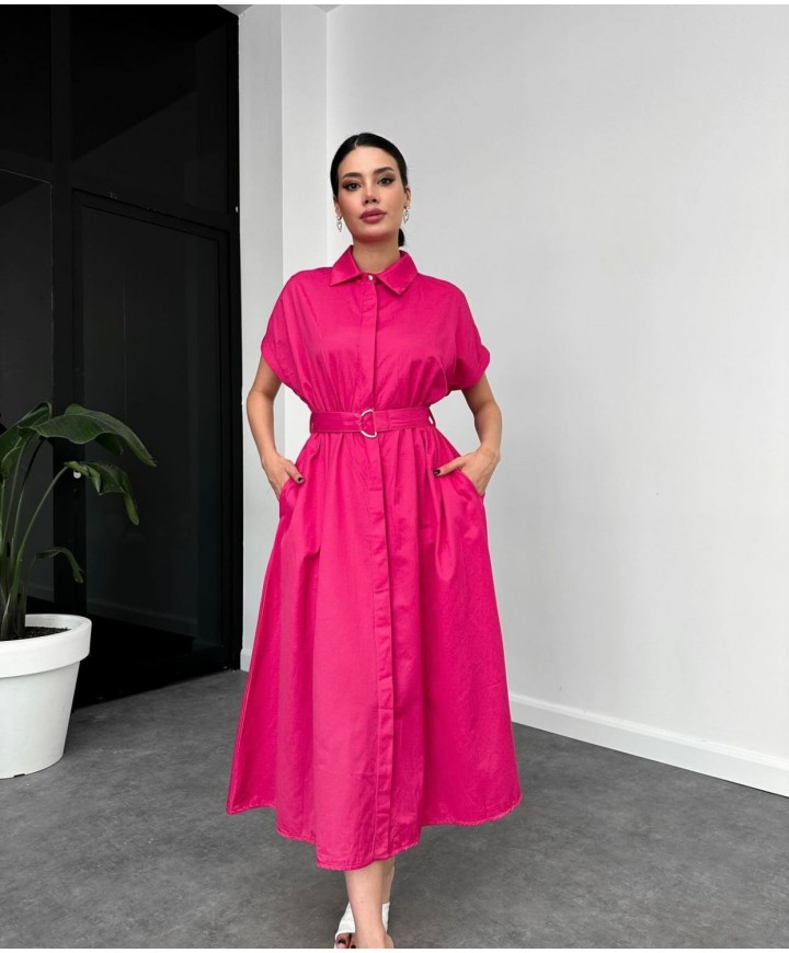206587 PEMBE ELBİSE POPLİN KUMAŞ