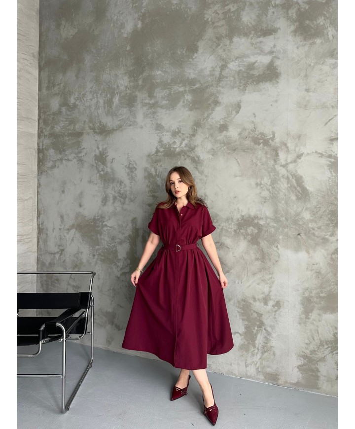 206589 BORDO ELBİSE POPLİN KUMAŞ