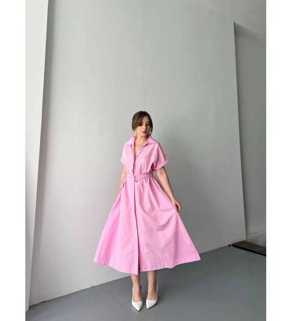 206595 PEMBE ELBİSE POPLİN KUMAŞ