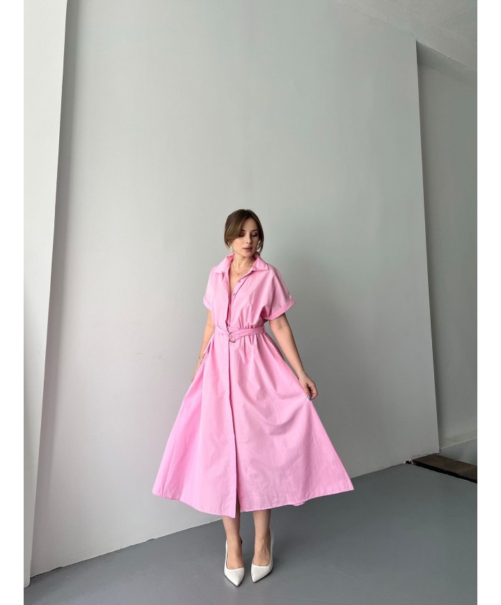 206595 PEMBE ELBİSE POPLİN KUMAŞ