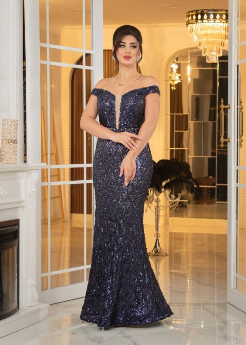 206714 NAVY BLAU COCKRAİLKLEİD