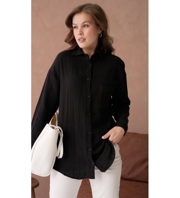 206854 BLACK SHIRT LINEN FABRIC